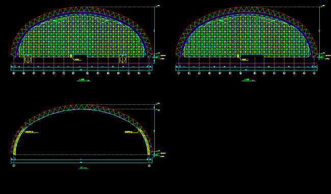 九江跨度110米，拱高35_7米煤棚网架
